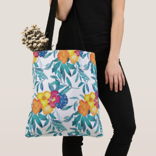 Bolsa Tote Banheira Floral de Toques Bonito de Aquarela