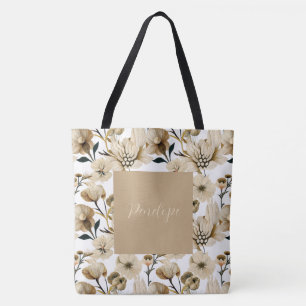 Bolsa Tote Banheira Floral de Toques Bonito de Aquarela