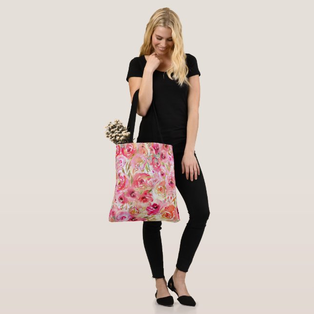 Bolsa Tote Banheira Floral de Toques Bonito de Aquarela (No(a) Modelo)