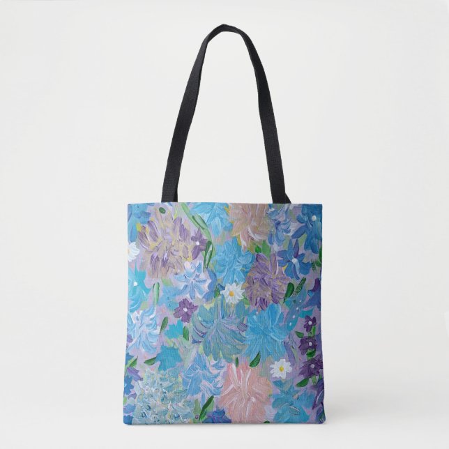 Bolsa Tote Banheira Floral de Tota Azul Hazada (Frente)