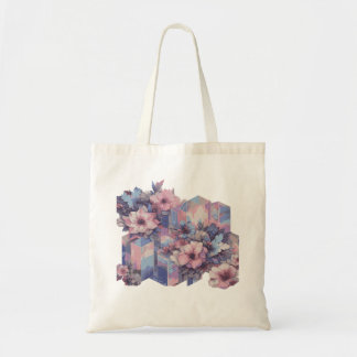 Bolsa Tote Banheira Floral Design de Futurismo Inclinada
