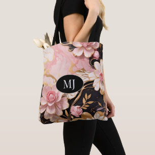 Bolsa Tote Banheira Floral Dourada, , Cor-de-rosa, monograma 