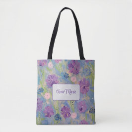 Bolsa Tote Banheira Floral Monograma do Buquê primavera