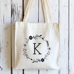 Bolsa Tote Banheira Floral Rústica Monograma Monograma<br><div class="desc">Personalize esta bolsa de tote com a sua inicial. Para personalização mais avançada deste design,  clique no botão "Personalizar" acima!</div>