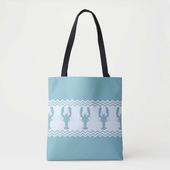 Bolsa Tote Banheiras de Lagosta Azul (Frente)