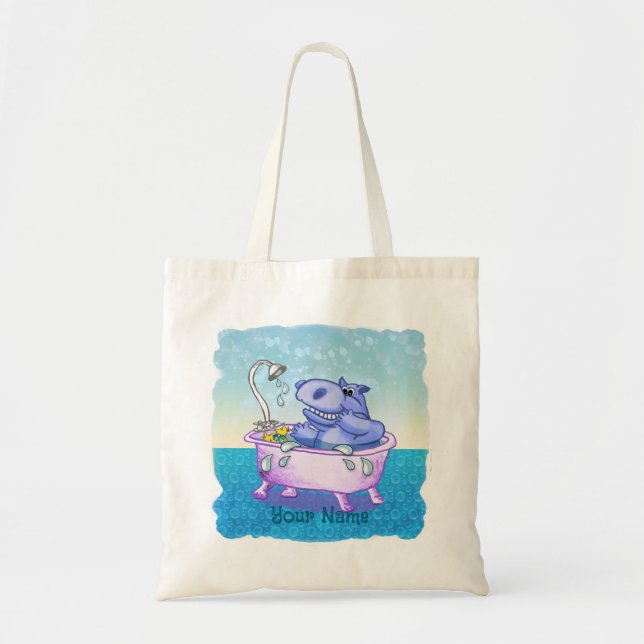 Bolsa Tote Banho de Hipopótamo Feliz (Frente)