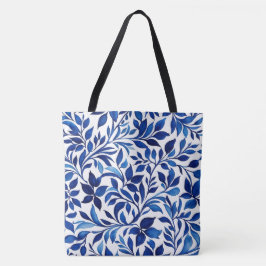 Bolsa Tote Banho Floral Azul Botânico Personalizado, Design n
