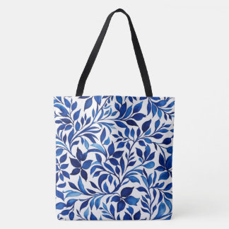 Bolsa Tote Banho Floral Azul Botânico Personalizado, Design n