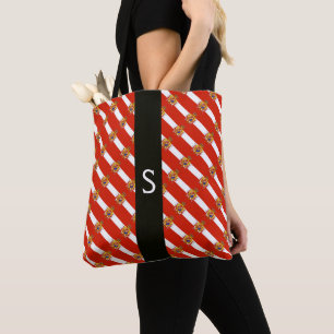 Bolsa Tote Banner branco vermelho Grão-Ducado do Monograma da