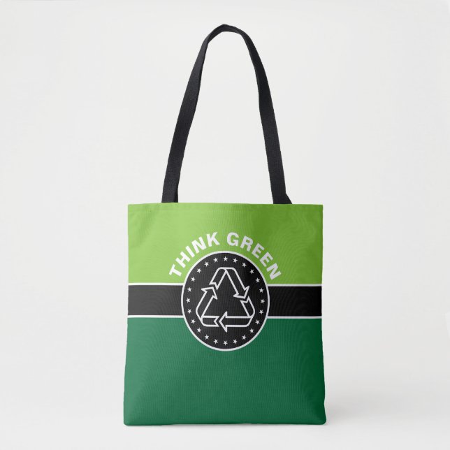 Bolsa Tote Banner preto e retângulo verde escuro + suas ideia (Frente)
