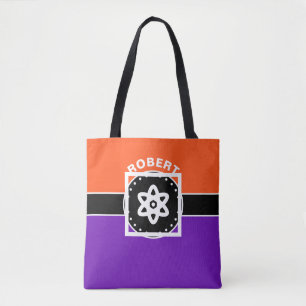 Bolsa Tote Banner preto e retângulos roxos + suas ideias