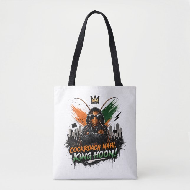 Bolsa Tote Barata Rebelde Roupa de Rua Gráfica  (Frente)
