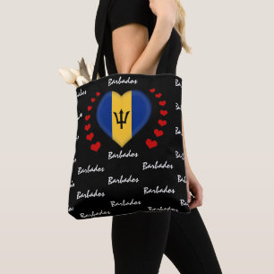 Bolsa Tote Barbados Flag & Heart Barbados Flag fashion /sport