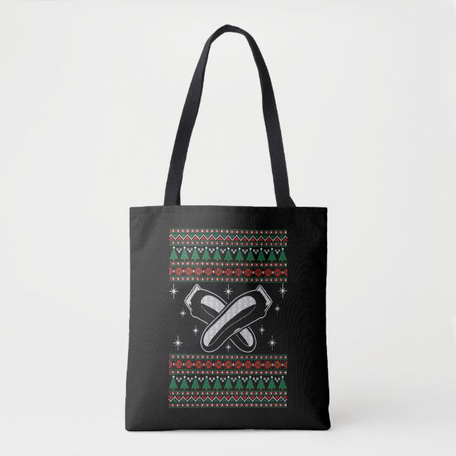 Bolsa Tote Barber Ugly Christmas Sweater Xmas (Frente)