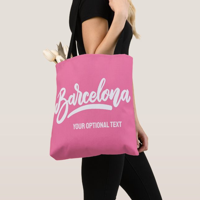 Bolsa Tote Barcelona de texto e cores personalizadas (Close Up)