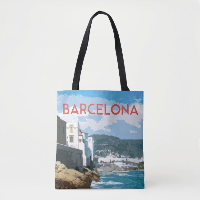 Bolsa Tote Barcelona, Visão Costeira Artística Espanha (Frente)