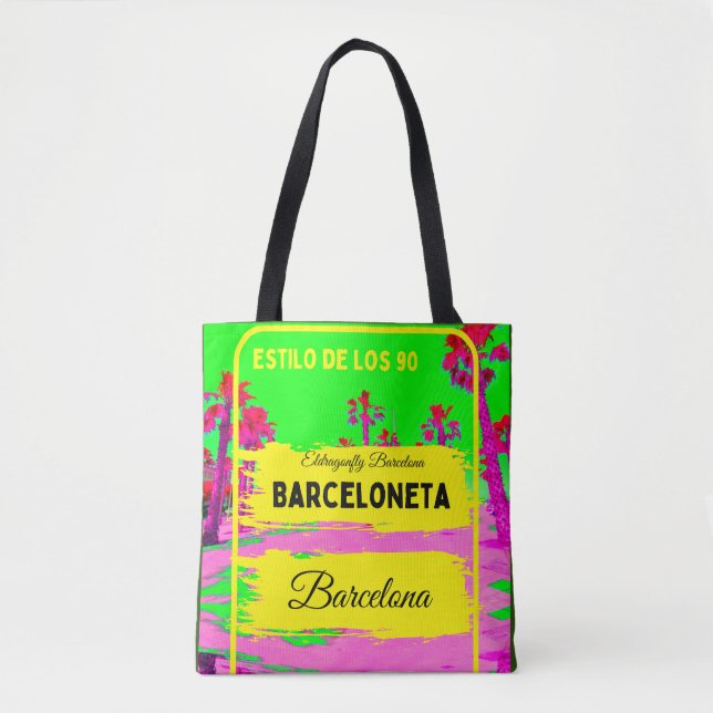 Bolsa Tote Barceloneta, estilo Barcelona, saco-verde (Frente)