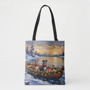 Bolsa Tote Barco de Natal do American Staffordshire Terrier