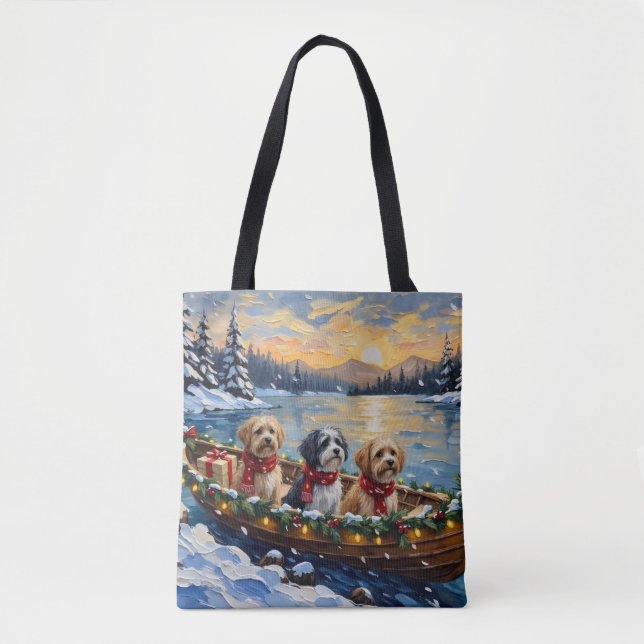 Bolsa Tote Barco de Natal do Lhasa Apso Férias (Frente)