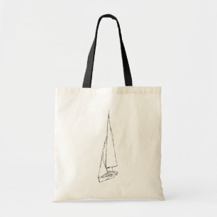 Bolsa Tote Barco de navigação. Esboço em preto e branco.