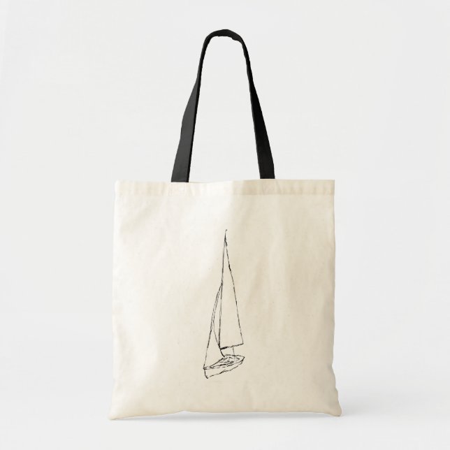 Bolsa Tote Barco de navigação. Esboço em preto e branco. (Frente)