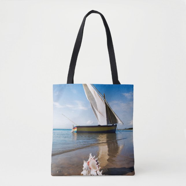 Bolsa Tote Barco de vela e Shell | Mozambique, alojamento de (Frente)