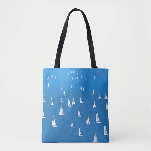 Bolsa Tote Barcos à vela no mar azul profundo - Barcos à vela (Frente)