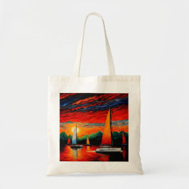 Bolsa Tote Barcos à vela no pôr do sol 3