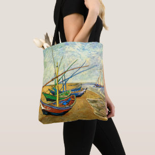 Bolsa Tote Barcos de Pesca de Van Gogh na Praia de Saintes Ma