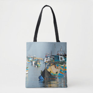 Bolsa Tote Barcos de pesca malteses Marsaxlokk em Malta