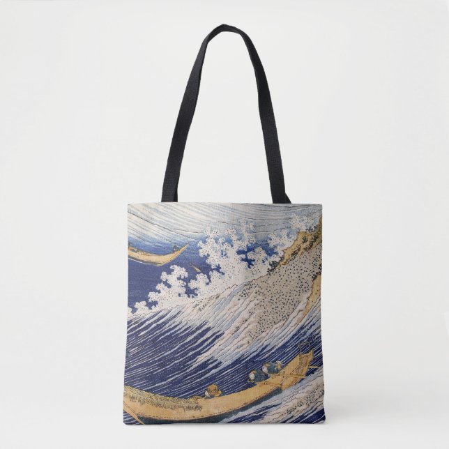 Bolsa Tote Barcos do Mar de Ondas do Oceano Hokusai (Frente)