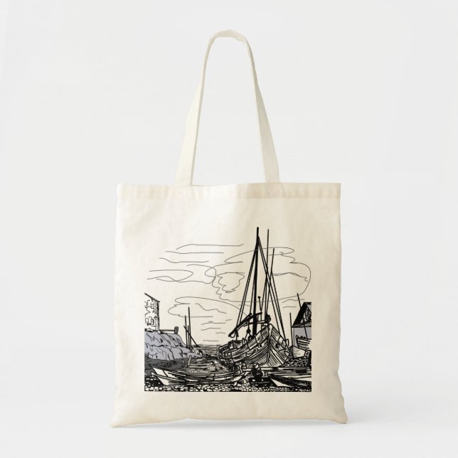 Bolsa Tote barcos na água (Frente)