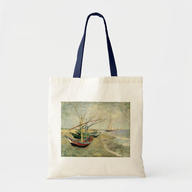 Bolsa Tote Barcos na praia em Saintes-Maries (Frente)