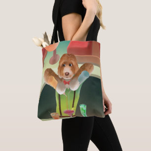 Bolsa Tote Barman de Cachorro Cavapoo Preparando Coquetéis