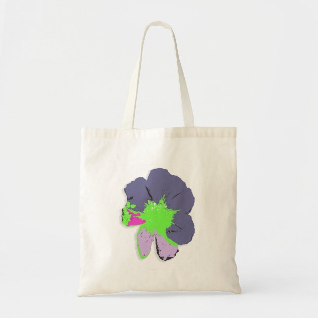 Bolsa Tote Barra de Cores/ Flor PopArt (Frente)