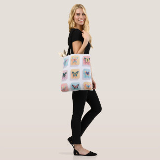 Bolsa Tote Barra de ferramentas da grade de borboletas retror