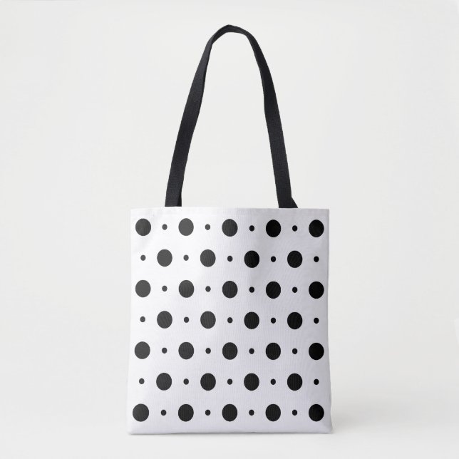 Bolsa Tote Barra de ferramentas de Bolinhas preto e branco (Frente)