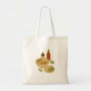 Bolsa Tote Barra de ferramentas de Canvas do Phở de Aquarela