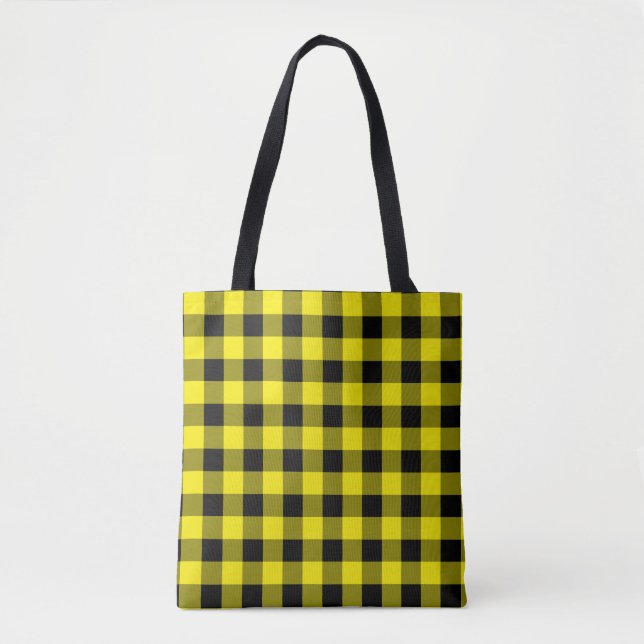 Bolsa Tote Barra de ferramentas de Xadrez amarela (Frente)