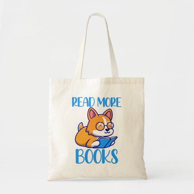 Bolsa Tote Barra de Ferramentas do Livro de Leitura de Corgi  (Frente)