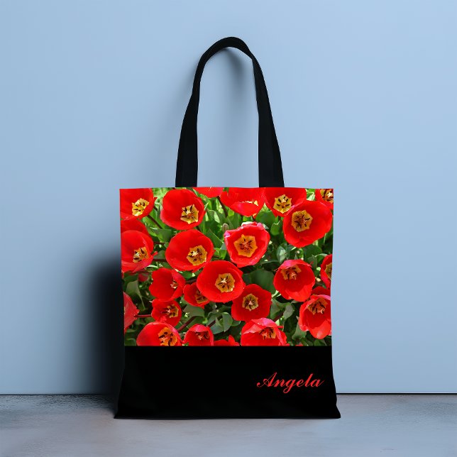 Bolsa Tote Barra de Ferramentas Personalizada da Tulip Vermel (Criador carregado)