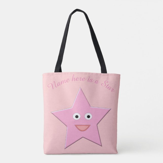 Bolsa Tote Barra de ferramentas personalizada de estrela rosa (Verso)