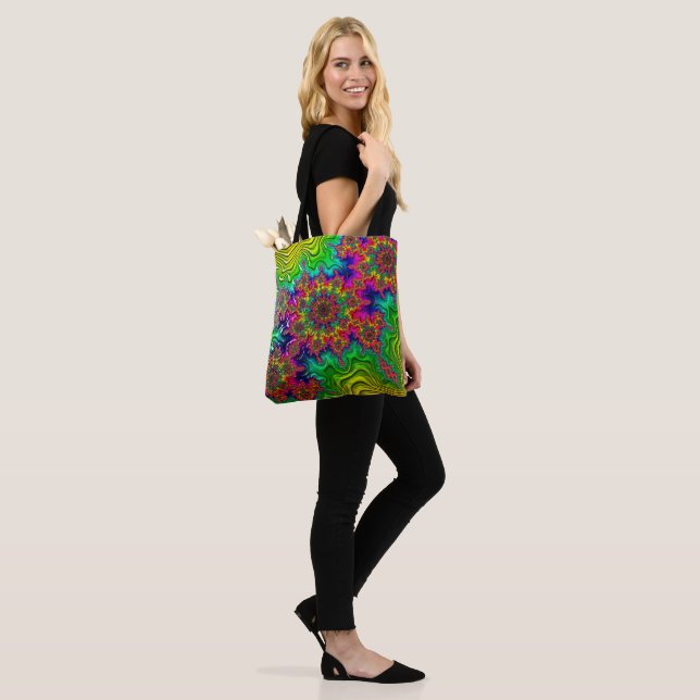 Bolsa Tote Barra de Toques de Explosão de Cores de Mandelbrot (No(a) Modelo)