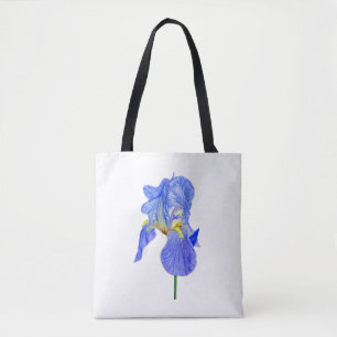 Bolsa Tote Barra de Toques de Flor Íris Iris Azul-Carga
