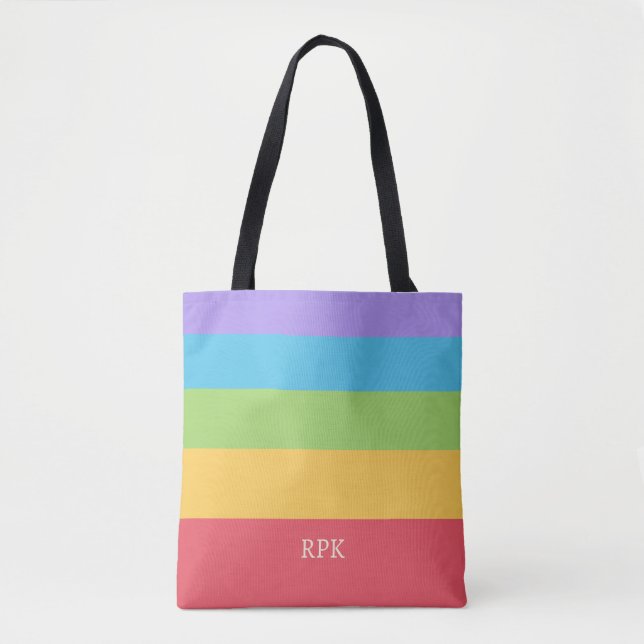 Bolsa Tote Barra de Toques de Multicores 5 Personalizada (Frente)