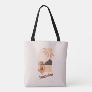 Bolsa Tote Barra de Toques de Nome Personalizado Retro do Pra