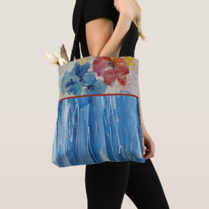 Bolsa Tote Barra de Toques Florais de Aquarela