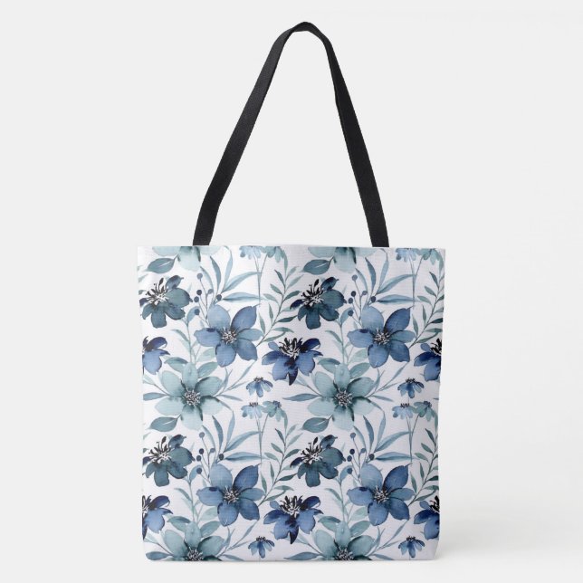Bolsa Tote Barra de Toques Floral de Aquarela (Frente)