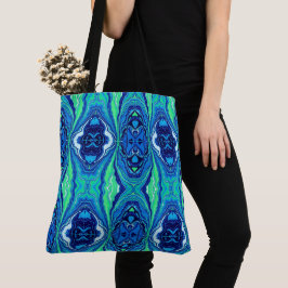 Bolsa Tote Barra de Toques Grande Azul