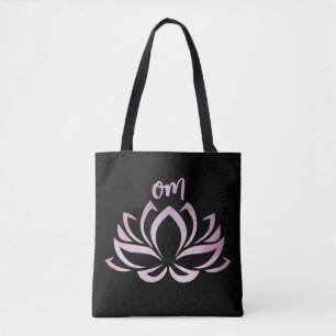 Bolsa Tote Barra de Toques Rosa do Lotus Om